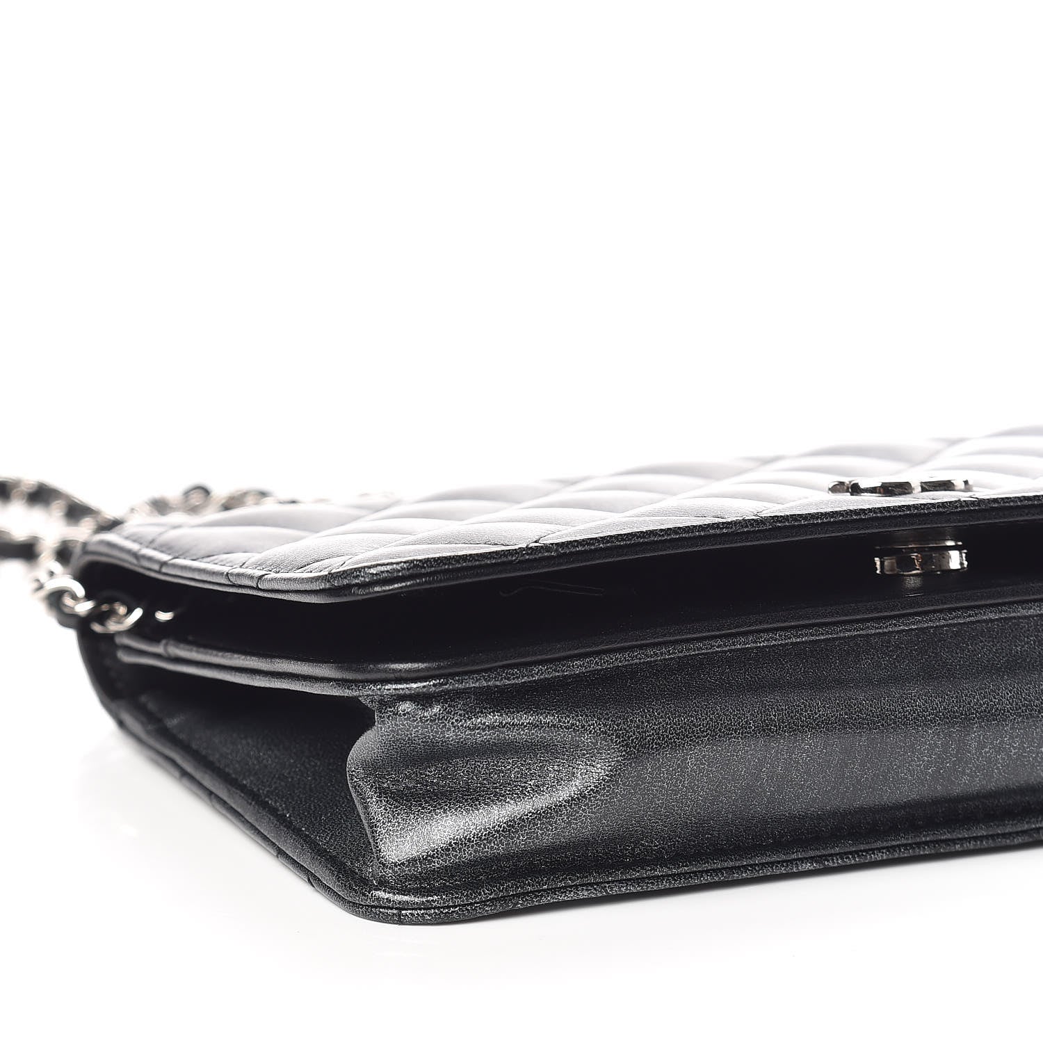 Chanel Metallic Goatskin Wallet On Chain WOC Dark Grey 5 of 10