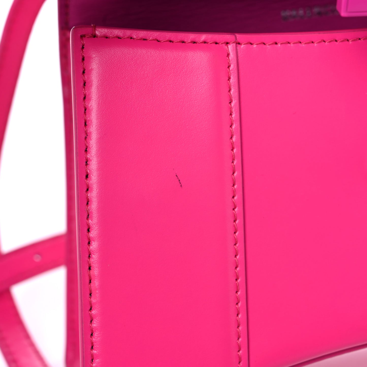 Shiny Box Calfskin Tonal B Hourglass Top Handle Bag XS Fuchsia