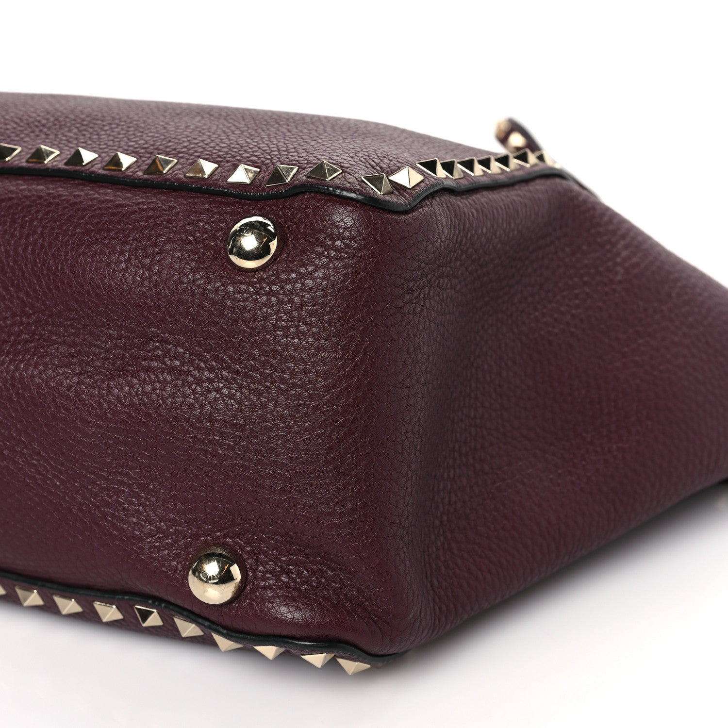 Valentino Garavani Pebbled Calfskin Medium Rockstud Tote Rubin 8 of 9