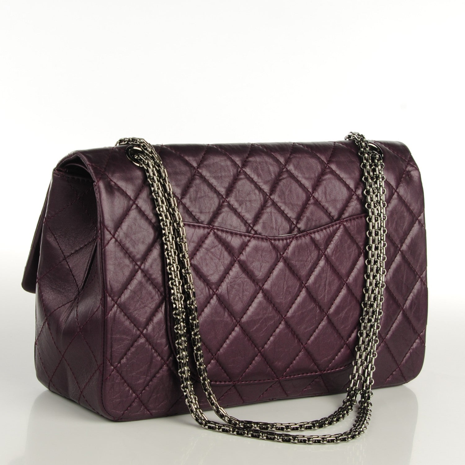 Chanel Metallic Aged Calfskin Quilted 2.55 Reissue 227 Flap Plum 4 of 8
