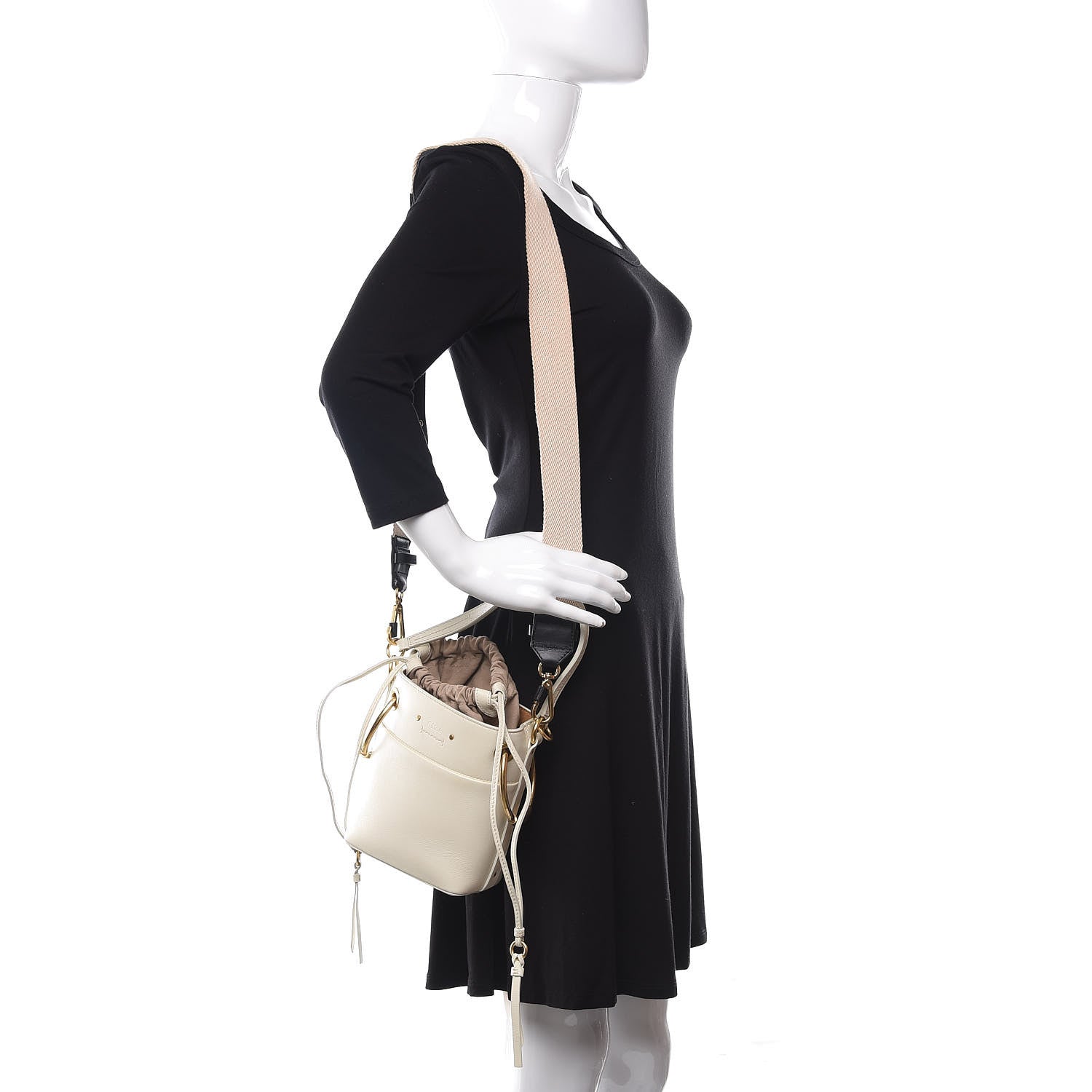 Chloe Smooth Calfskin Mini Roy Bucket Bag Natural White 2 of 11