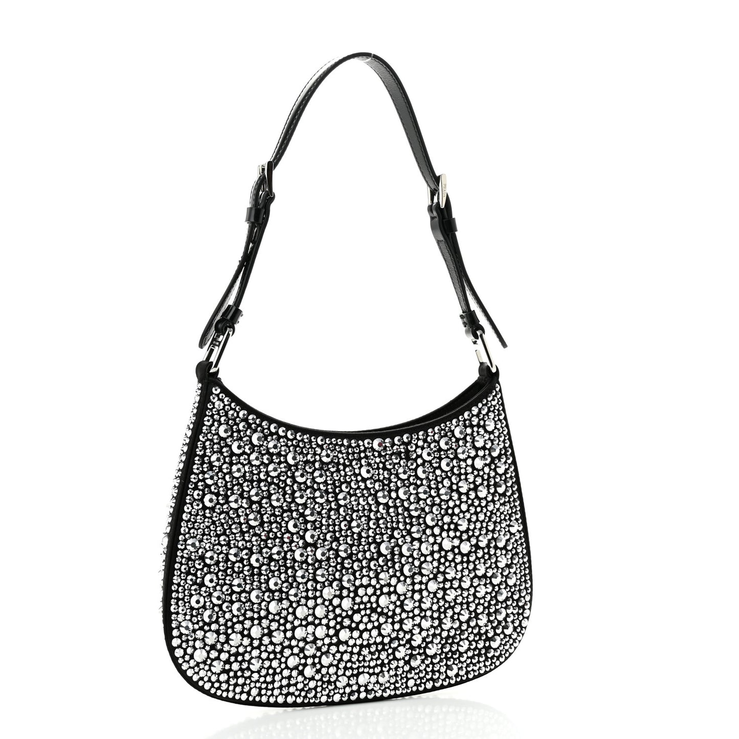 Satin Crystal Cleo Adjustable Strap Shoulder Bag Metal