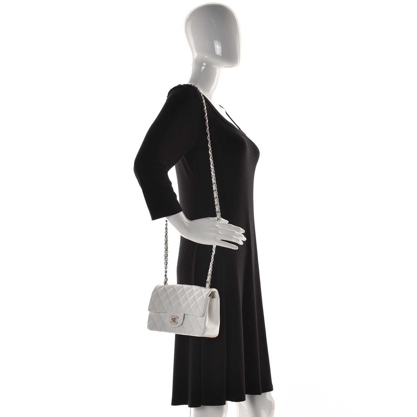 Lambskin Quilted Mini Rectangular Flap White