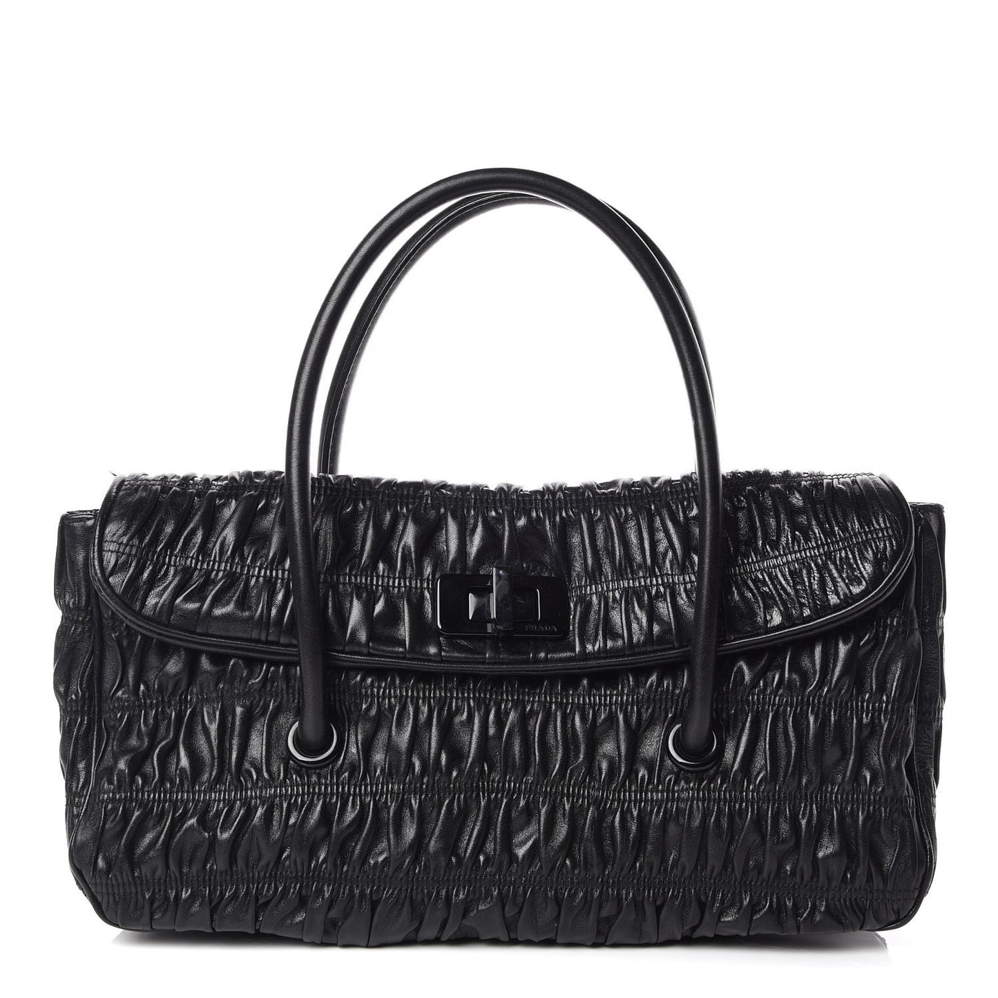 Nappa Gaufre Flap Bag Black