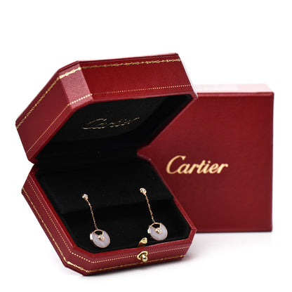 Cartier 18K Pink Gold Diamond Pink Opal Amulette de Cartier Drop Earrings 6 of 6