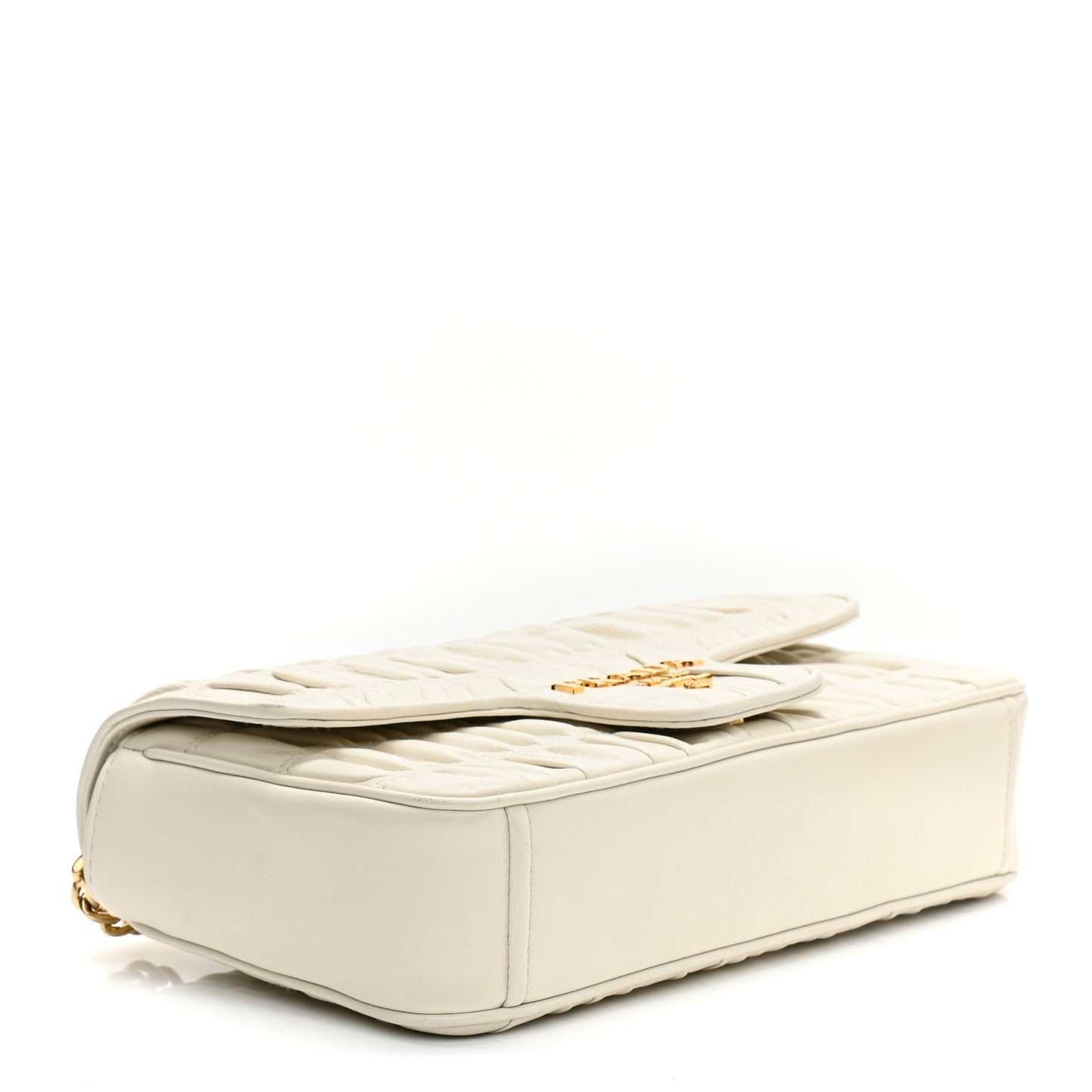 Nappa Gaufre Medium Chain Flap Shoulder Bag White