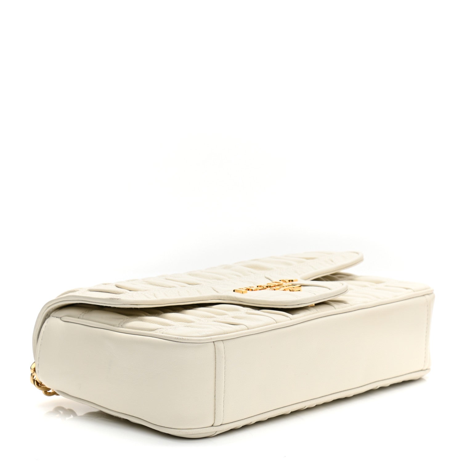 Prada Nappa Gaufre Medium Chain Flap Shoulder Bag White 4 of 11