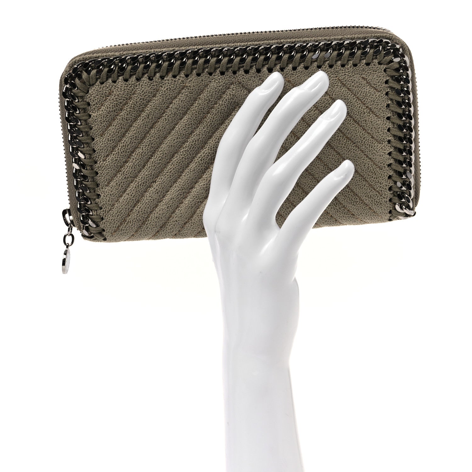Stella McCartney Shaggy Deer Chevron Zip Wallet Light Khaki 2 of 6