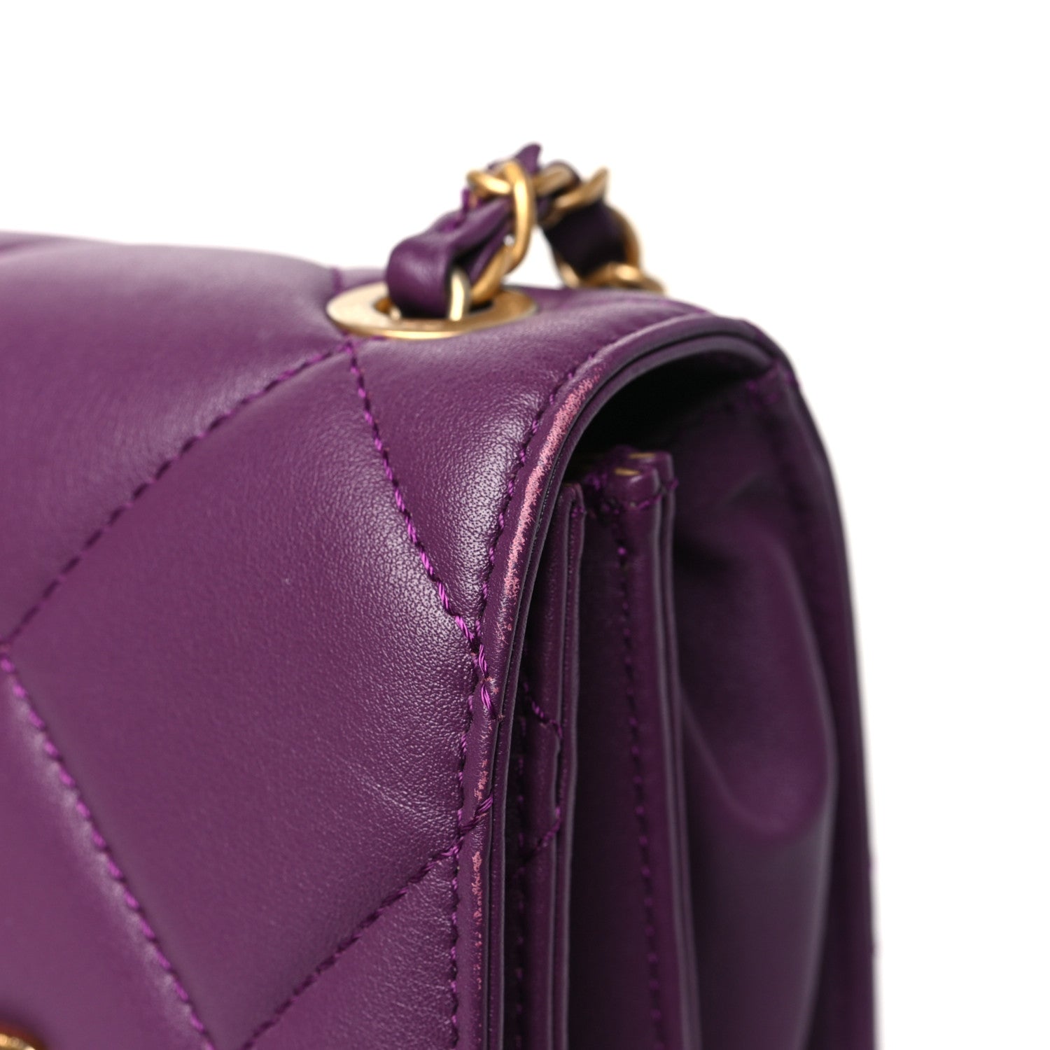 Chanel Calfskin Resin Quilted Mini Flap Purple 12 of 12