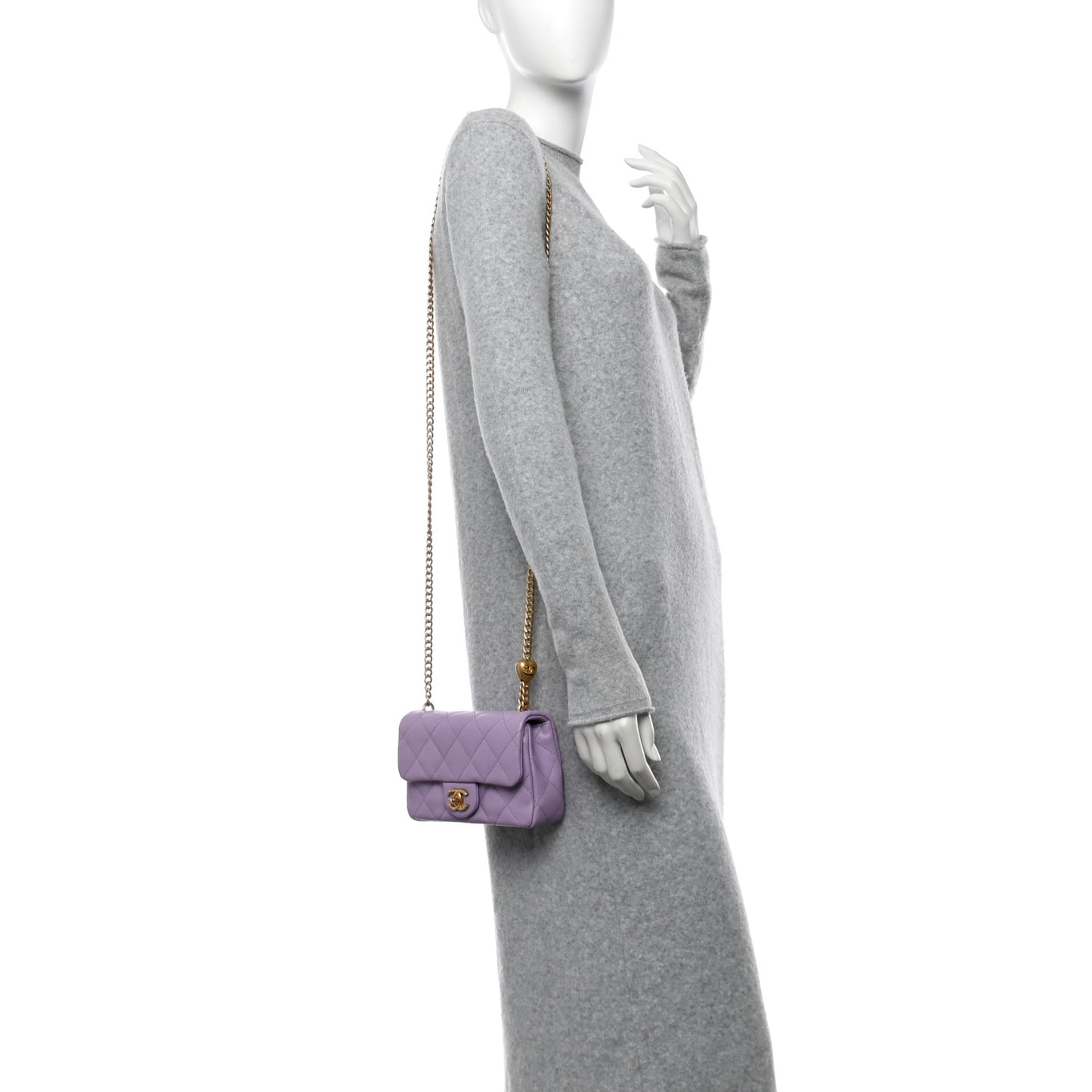 Caviar Quilted Mini Rectangular Sweetheart Flap Light Purple