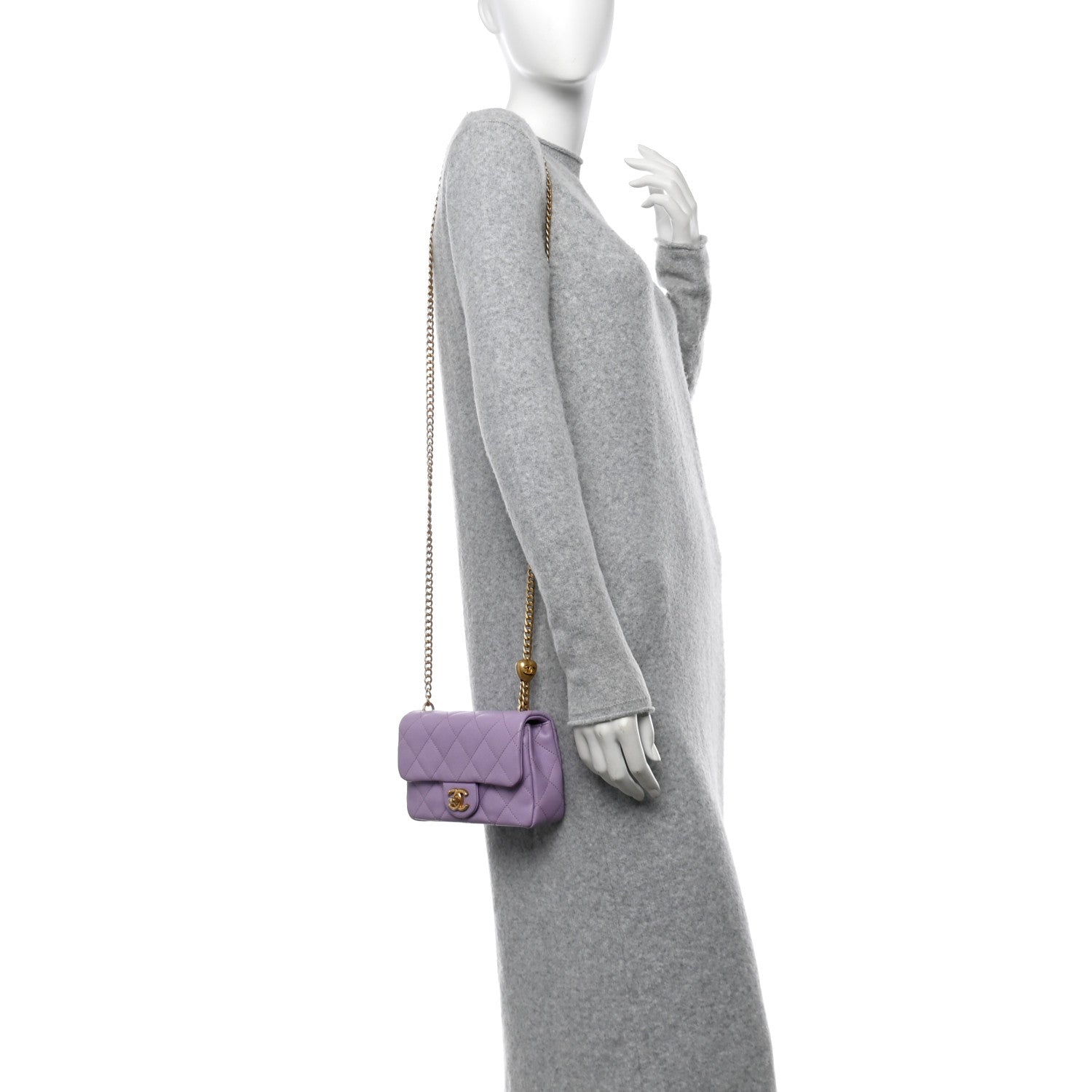 Chanel Caviar Quilted Mini Rectangular Sweetheart Flap Light Purple 2 of 10