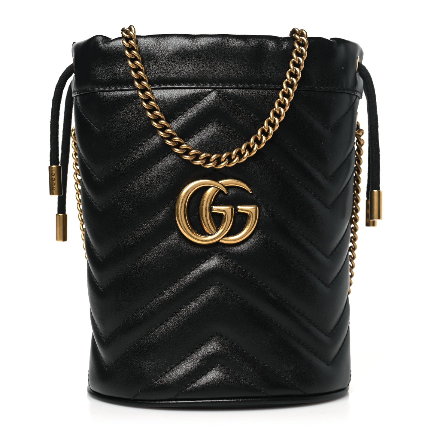 Calfskin Matelasse Mini GG Marmont 2.0 Bucket Bag Black