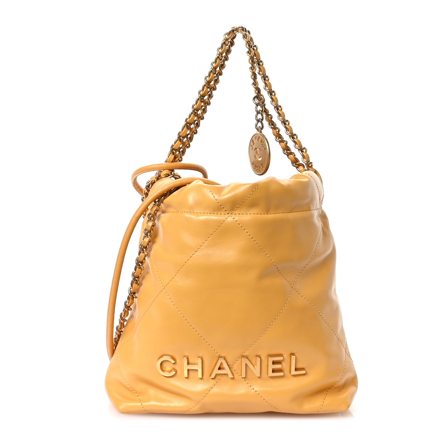 Chanel Shiny Calfskin Quilted Mini Chanel 22 Yellow 1 of 11
