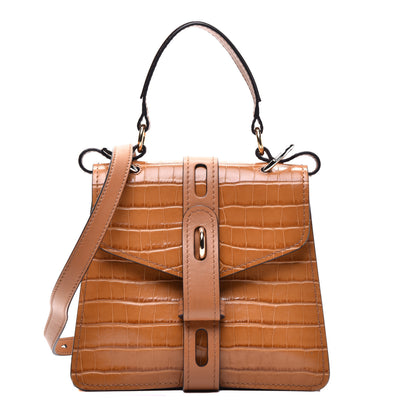 Chloe Calfskin Crocodile Embossed Small Aby Day Shoulder Bag Autumnal Brown 1 of 11