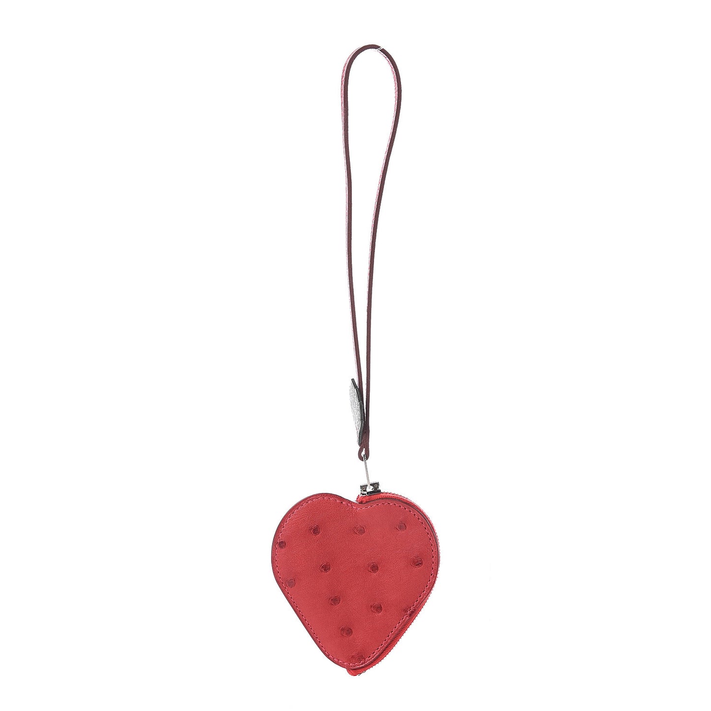 Ostrich Tutti Frutti Strawberry Coin Purse Charm Rouge Vif Canopee