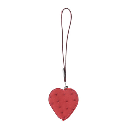 Hermes Ostrich Tutti Frutti Strawberry Coin Purse Charm Rouge Vif Canopee 1 of 7