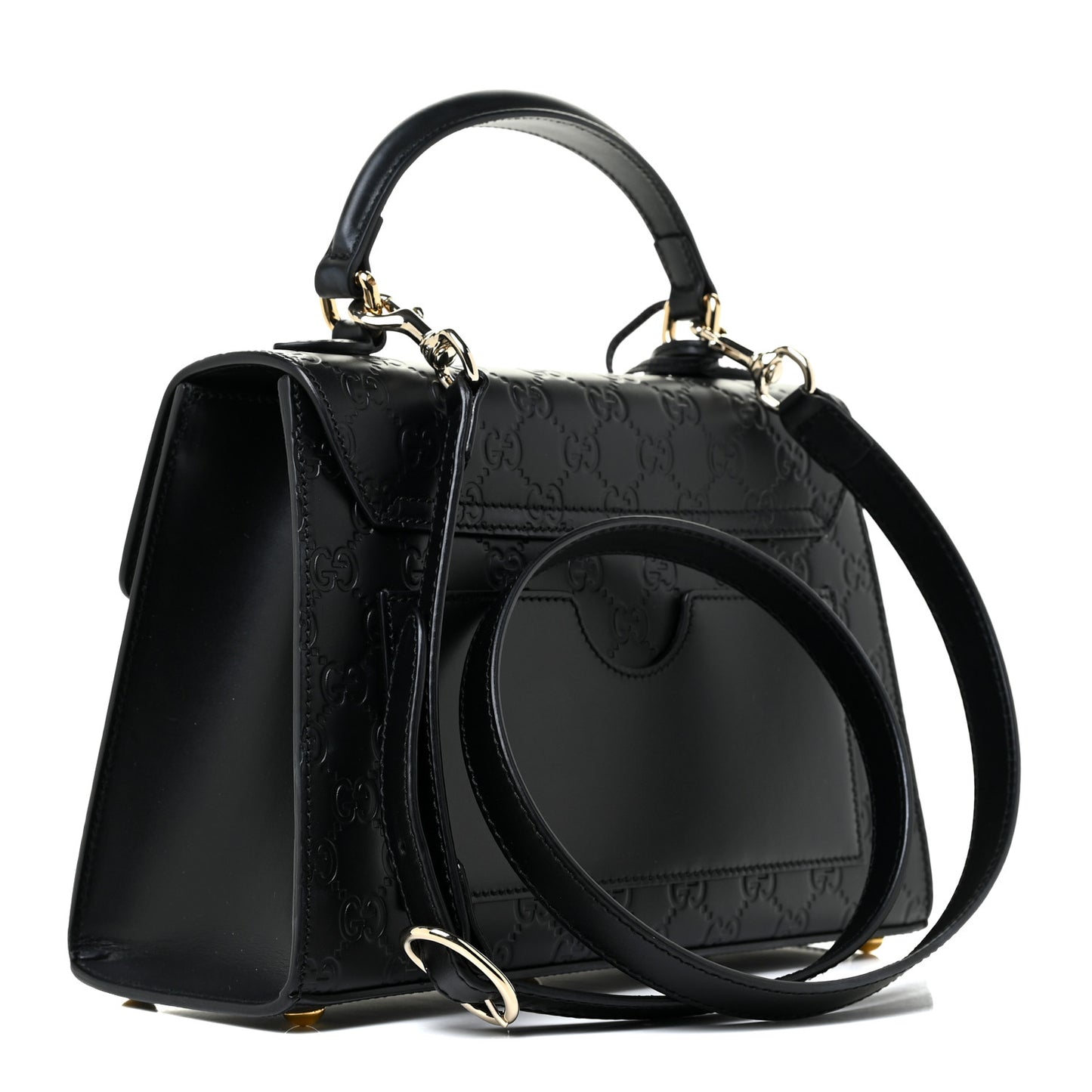 Guccissima Signature Small Padlock Top Handle Bag Black