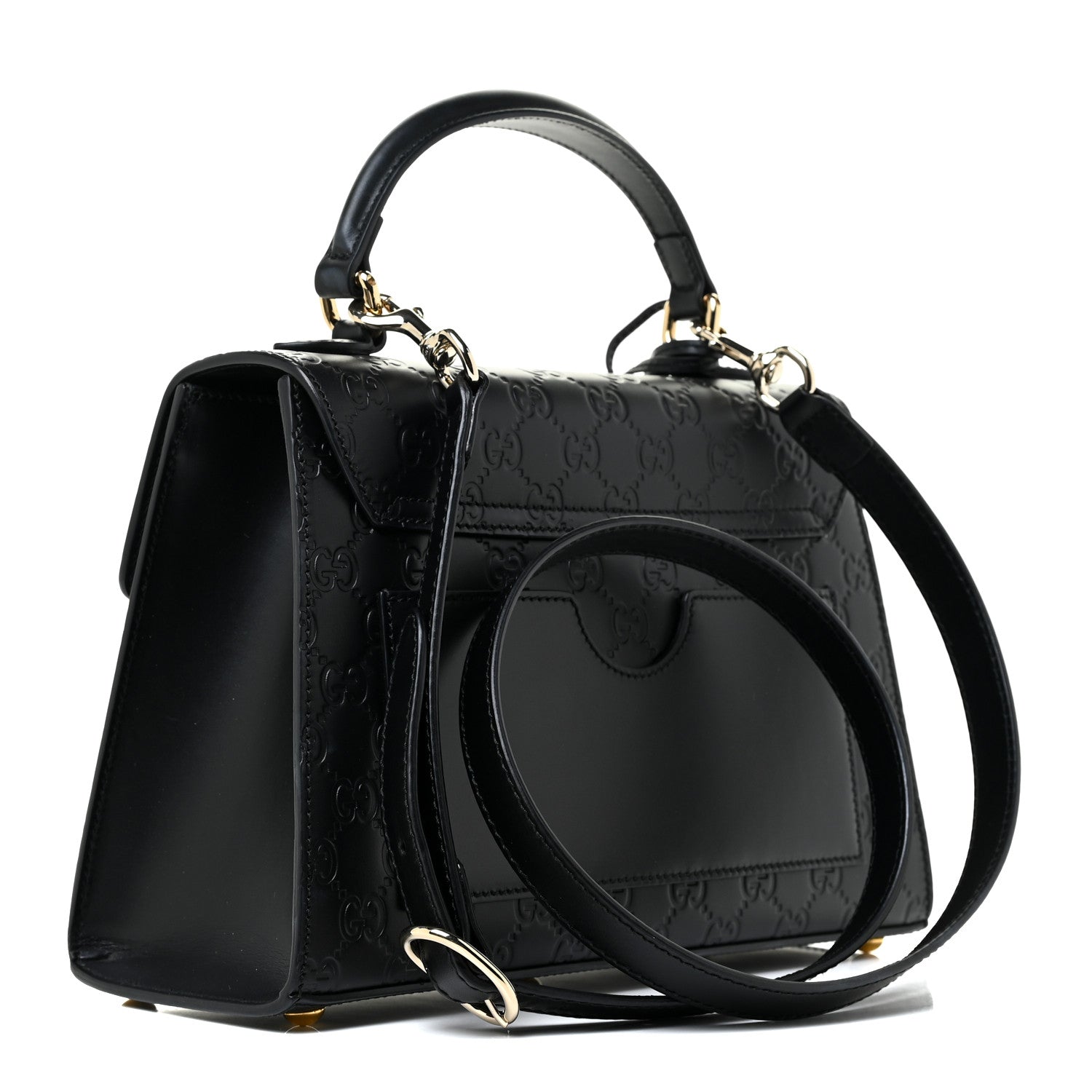 Gucci Guccissima Signature Small Padlock Top Handle Bag Black 4 of 13