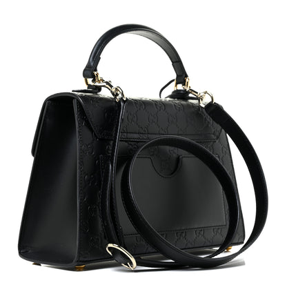 Gucci Guccissima Signature Small Padlock Top Handle Bag Black 4 of 13