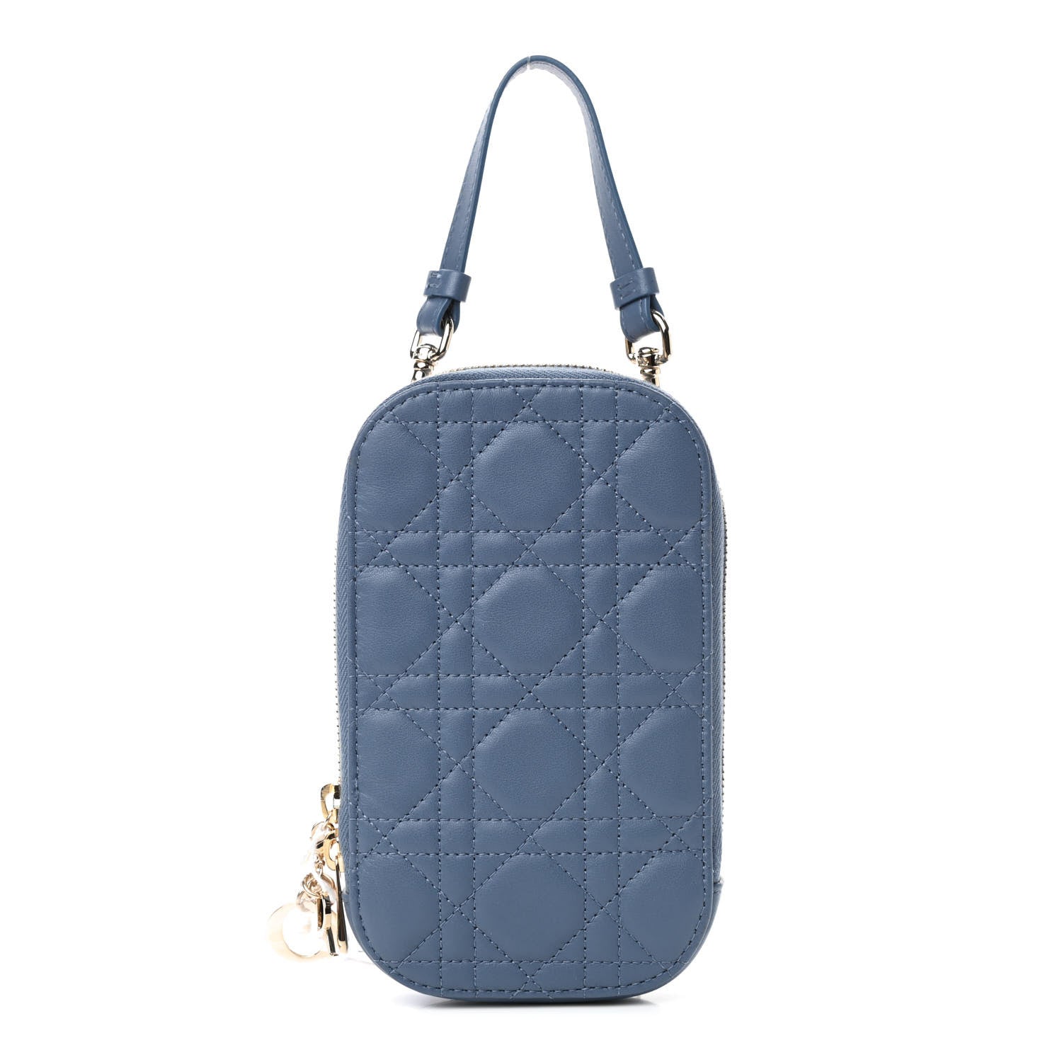 Christian Dior Lambskin Cannage Lady Dior Phone Holder Denim Blue 1 of 8