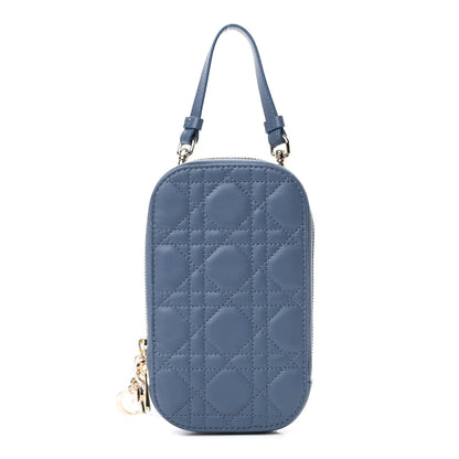 Christian Dior Lambskin Cannage Lady Dior Phone Holder Denim Blue 1 of 8