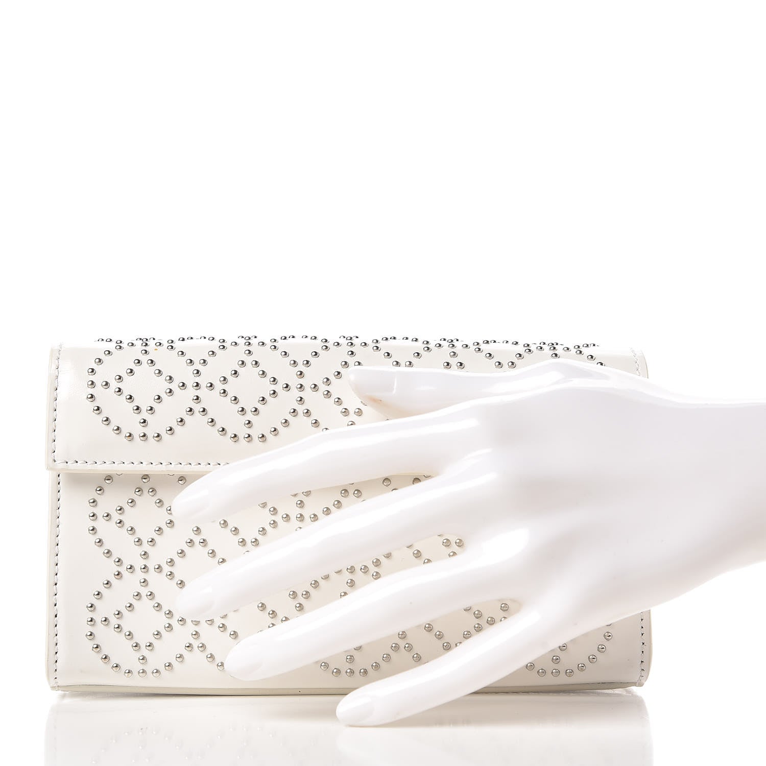 Alaia Calfskin Arabesque Studded Clutch White 2 of 11