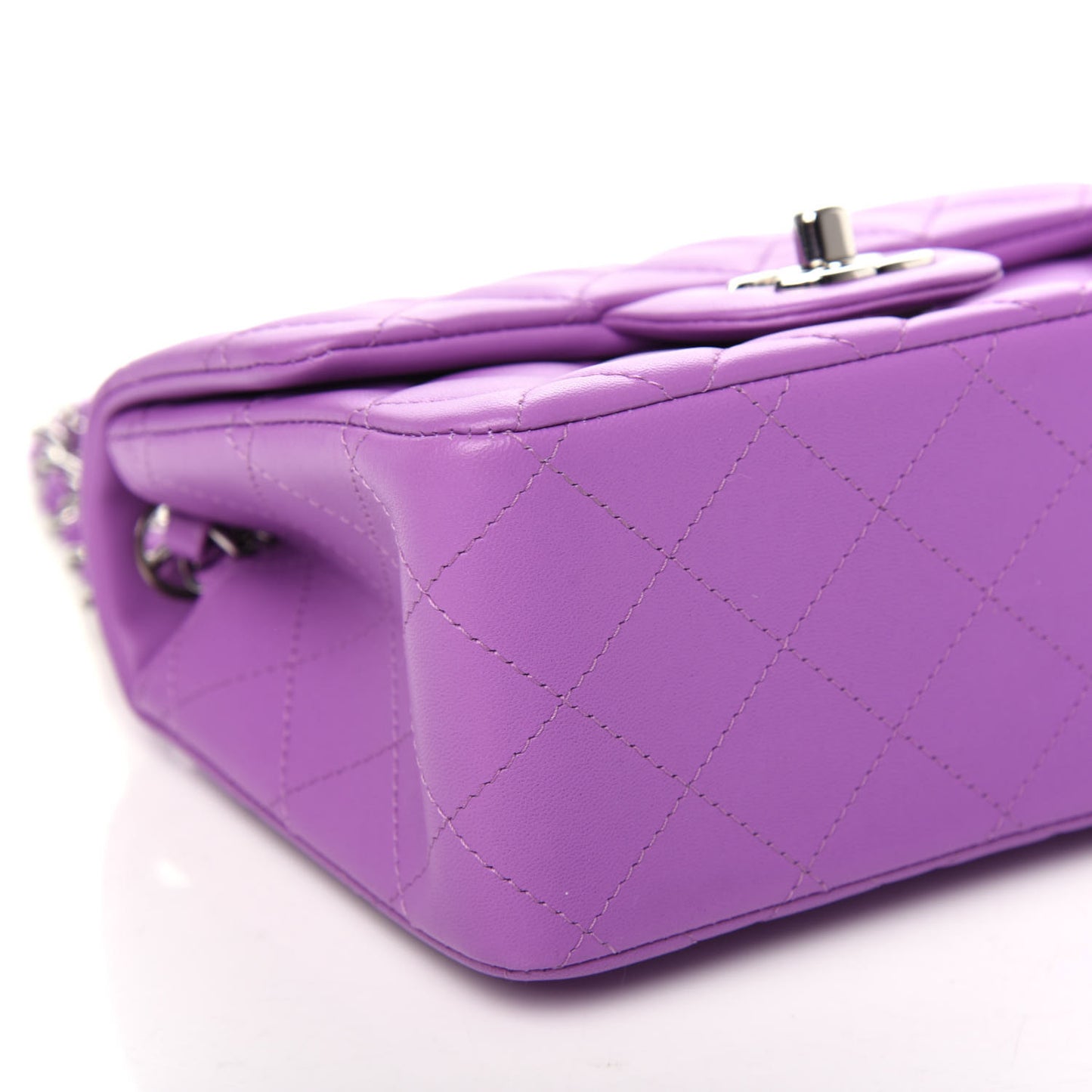 Lambskin Quilted Mini Square Flap Purple