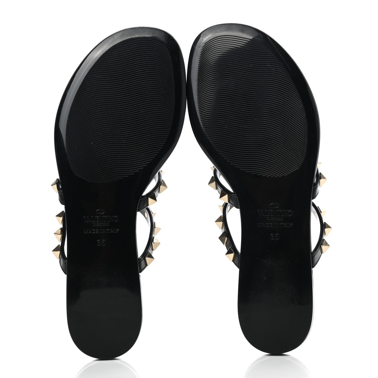Valentino Garavani PVC Jelly Rockstud Caged Flat Thong Sandals 35 Black 5 of 7