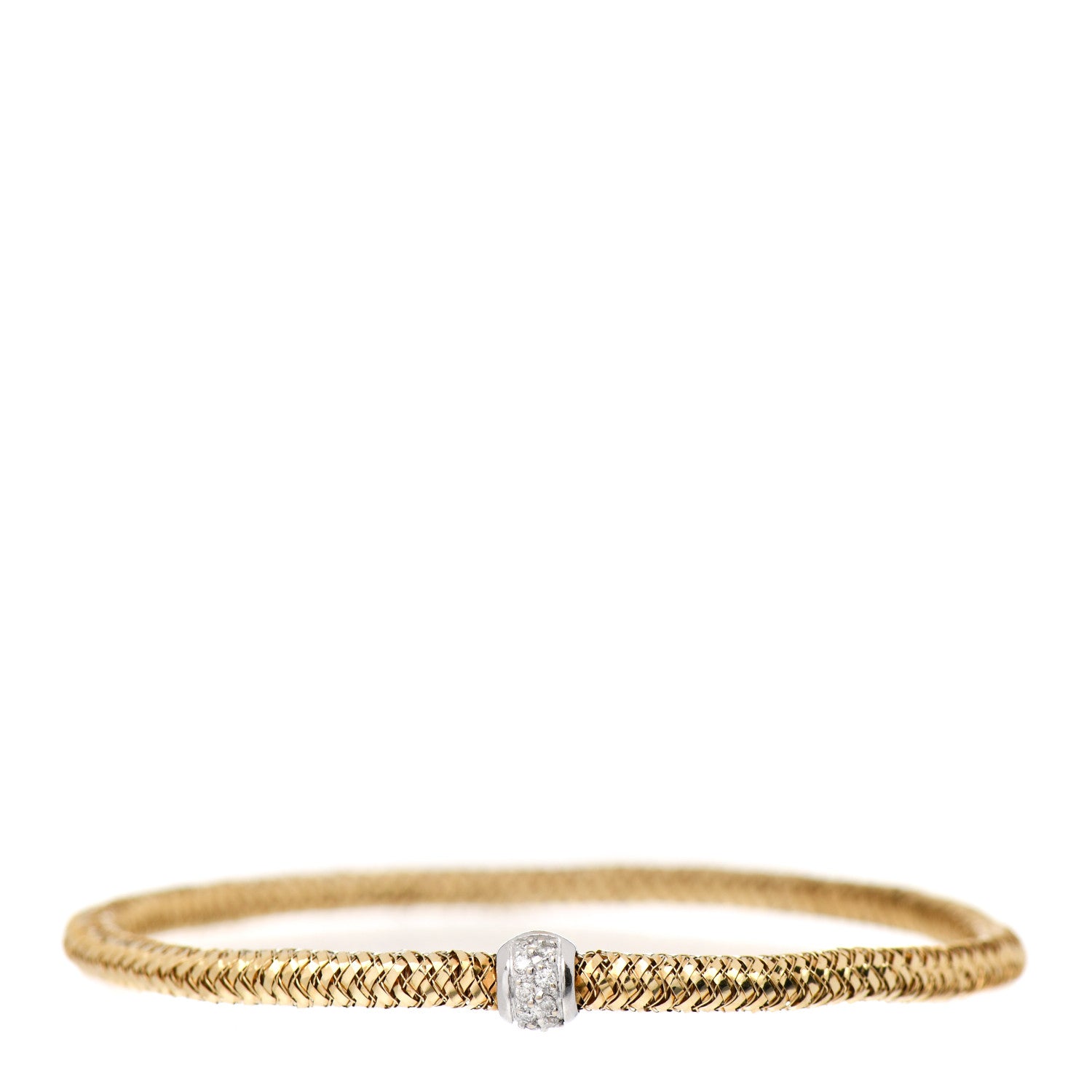 Roberto Coin 18K Yellow White Gold Diamond Narrow Primavera Bracelet 1 of 3