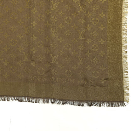 Louis Vuitton Silk Lurex Wool Monogram Shine Shawl Brown 2 of 3
