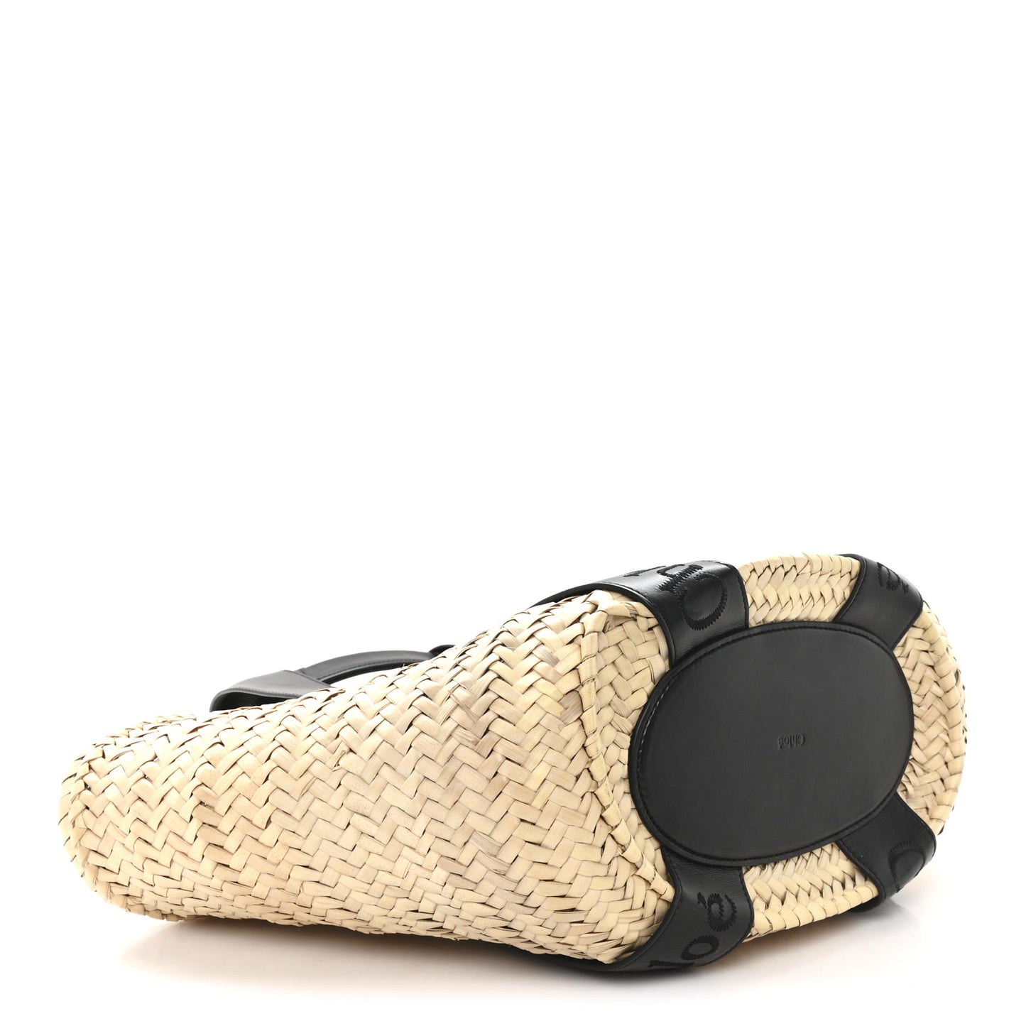 Raffia Smooth Calfskin Medium Sense Basket Black