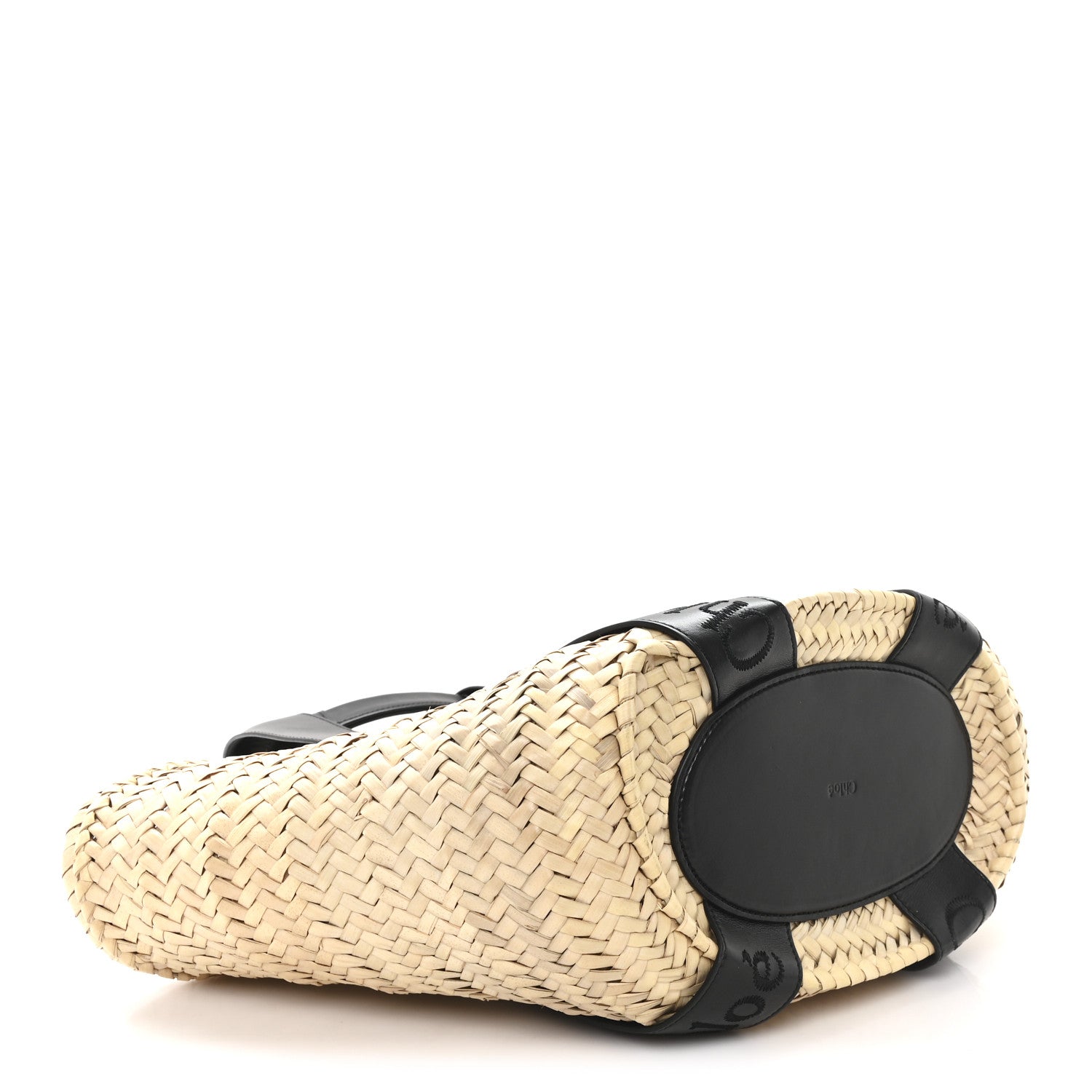 Chloe Raffia Smooth Calfskin Medium Sense Basket Black 4 of 12