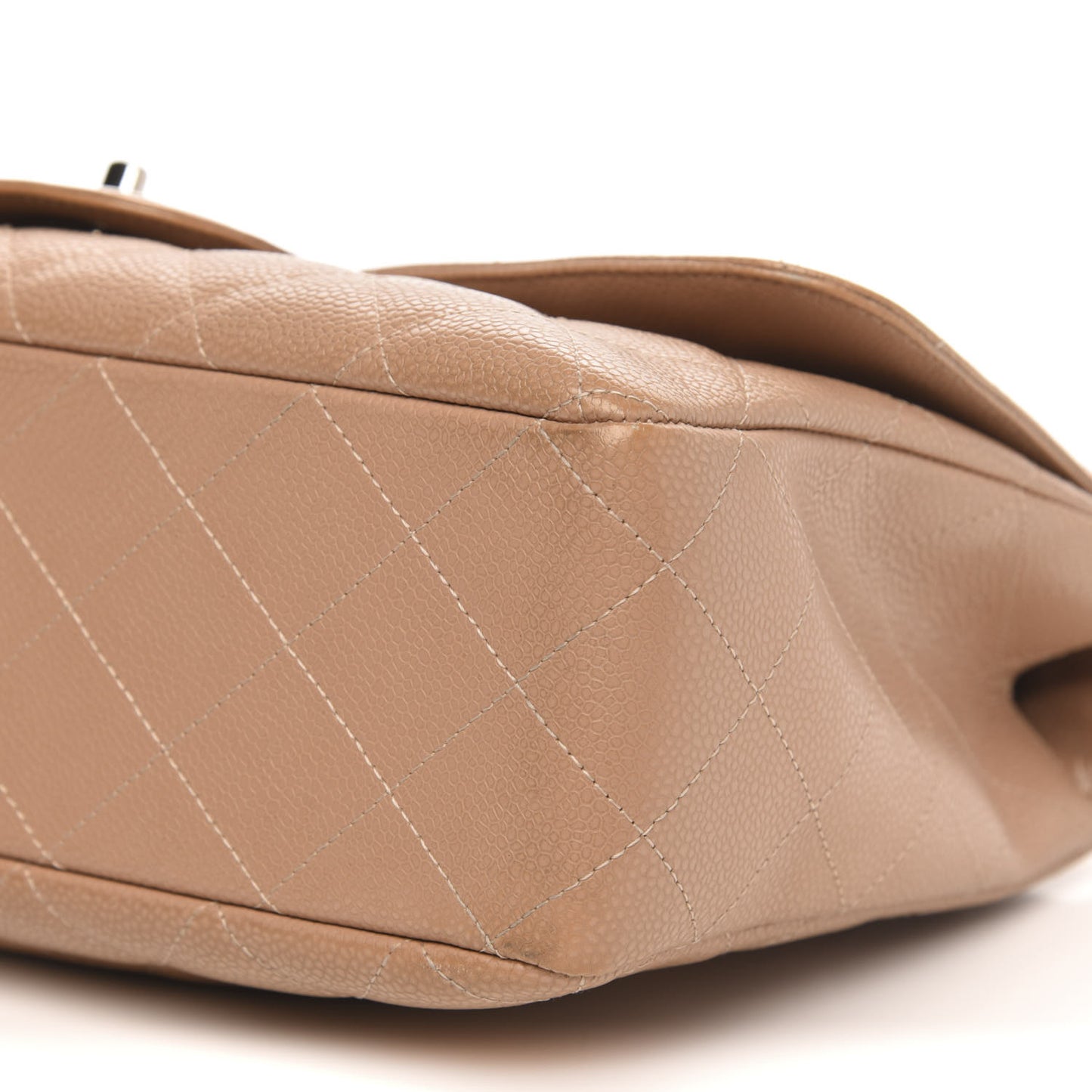 Caviar Quilted Jumbo Single Flap Beige