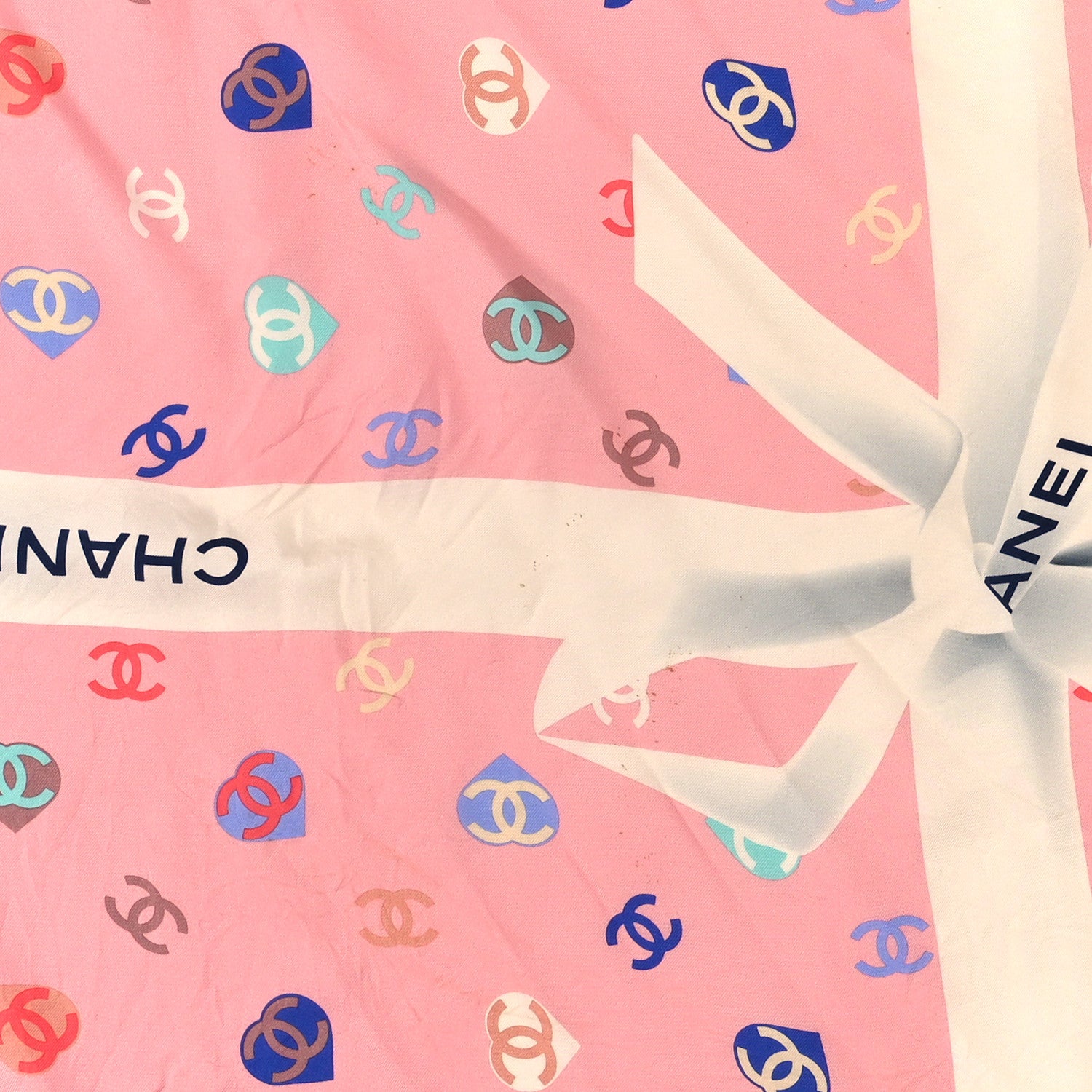 Chanel Silk Heart CC Square Scarf Pink Multicolor 2 of 3
