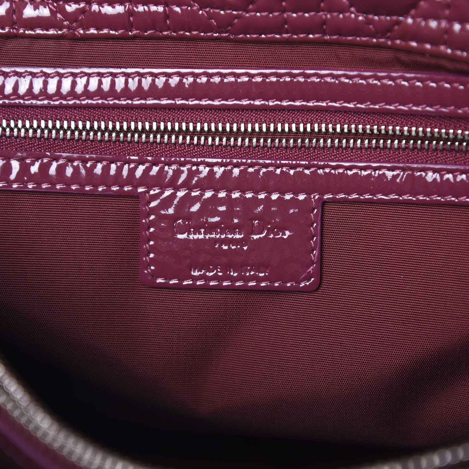 Christian Dior Patent Cannage Large Dior Soft Shopping Tote Dark Pink 6 of 13