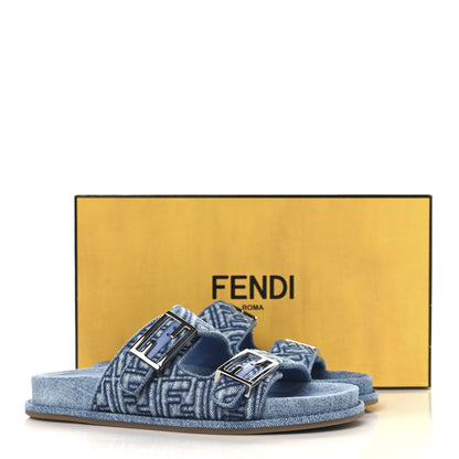Fendi Denim FF Quilted Fendi Feel Buckled Slide Sandals 39 Blue 11 of 11