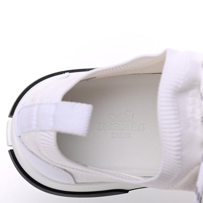 Hermes Knit Womens Addict Sneakers 37.5 White 7 of 10