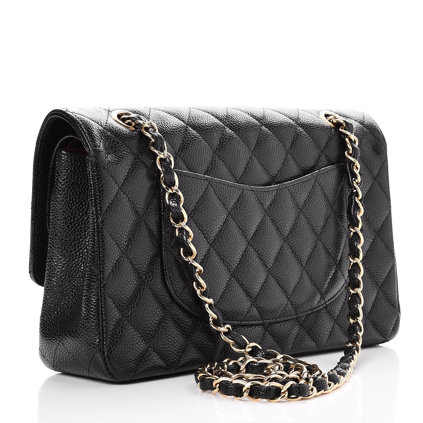 Caviar Quilted Medium Double Flap Black