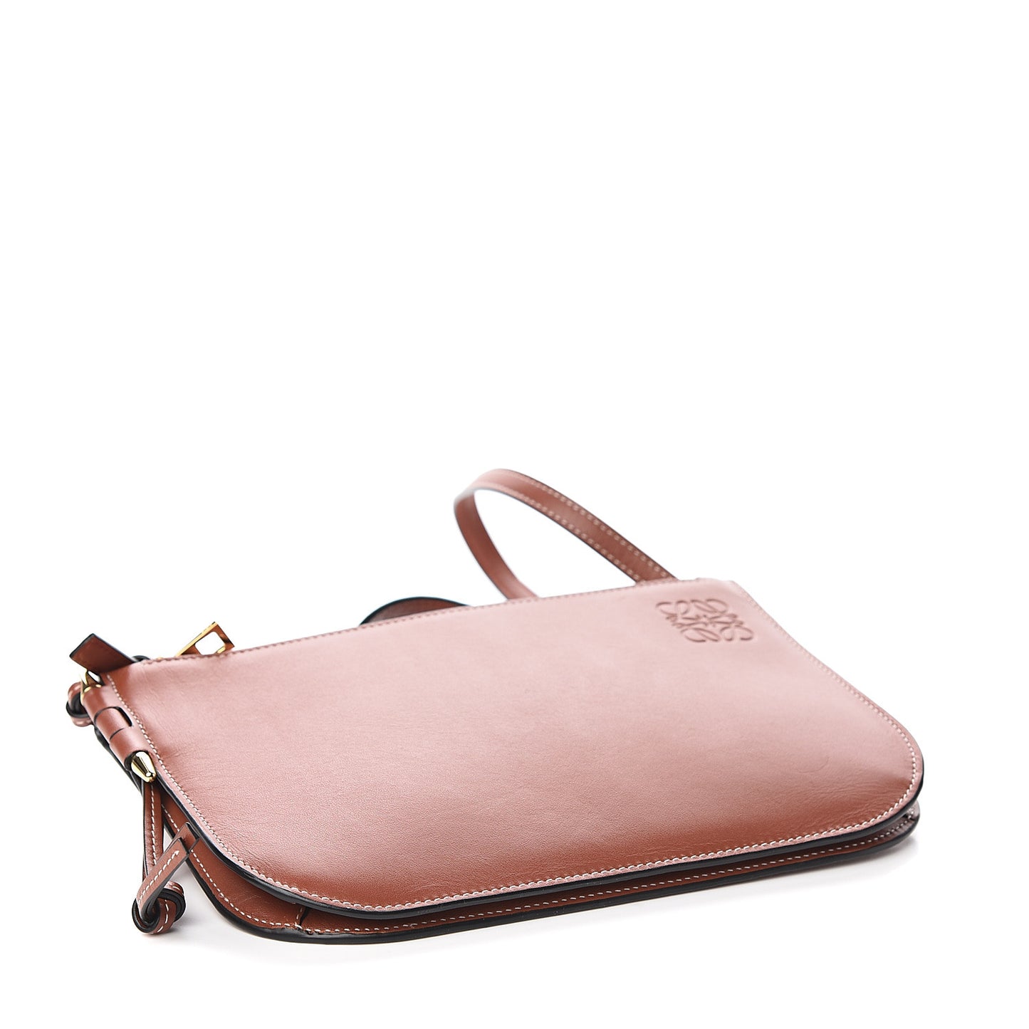 Calfskin Gate Double Zip Pouch Crossbody Brick