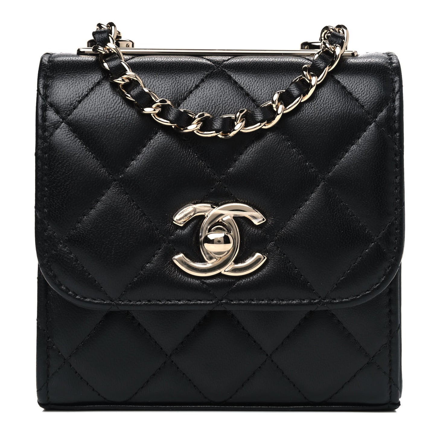 Lambskin Quilted Mini Trendy CC Chain Wallet Black
