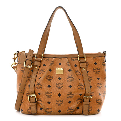MCM Visetos Medium Essentials Shopper Tote Cognac 1 of 15