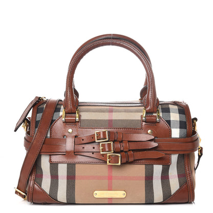 Burberry House Check Bridle Calfskin Medium Alchester Bowling Bag Dark Tan 1 of 19