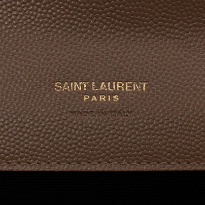 Saint Laurent Grain De Poudre Matelasse Chevron Monogram Cassandre Flap Pouch Taupe 6 of 8