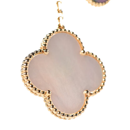 Van Cleef & Arpels 18K Yellow Gold Mother of Pearl Onyx 6 Motifs Magic Alhambra Necklace 5 of 9