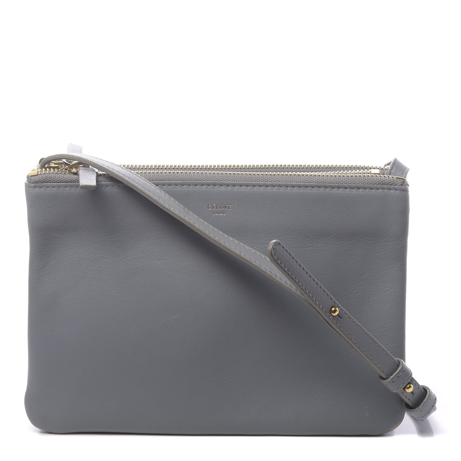 Celine Lambskin Small Trio Crossbody Bag Storm 1 of 13