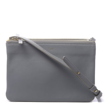 Celine Lambskin Small Trio Crossbody Bag Storm 1 of 13