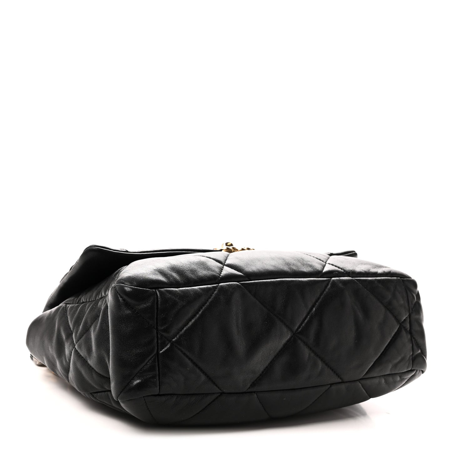 Shiny Goatskin Quilted Large Chanel 19 Flap Black