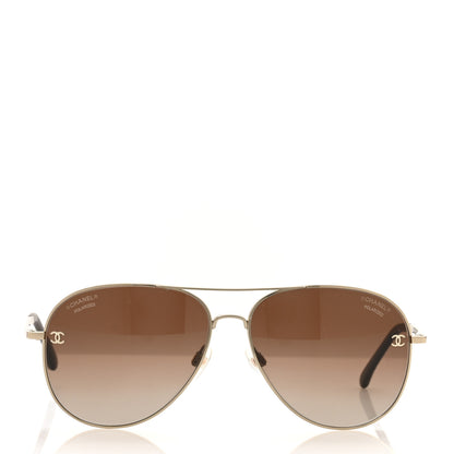 Chanel Metal Polarized CC Aviator Sunglasses 4189-T-Q Brown 2 of 6