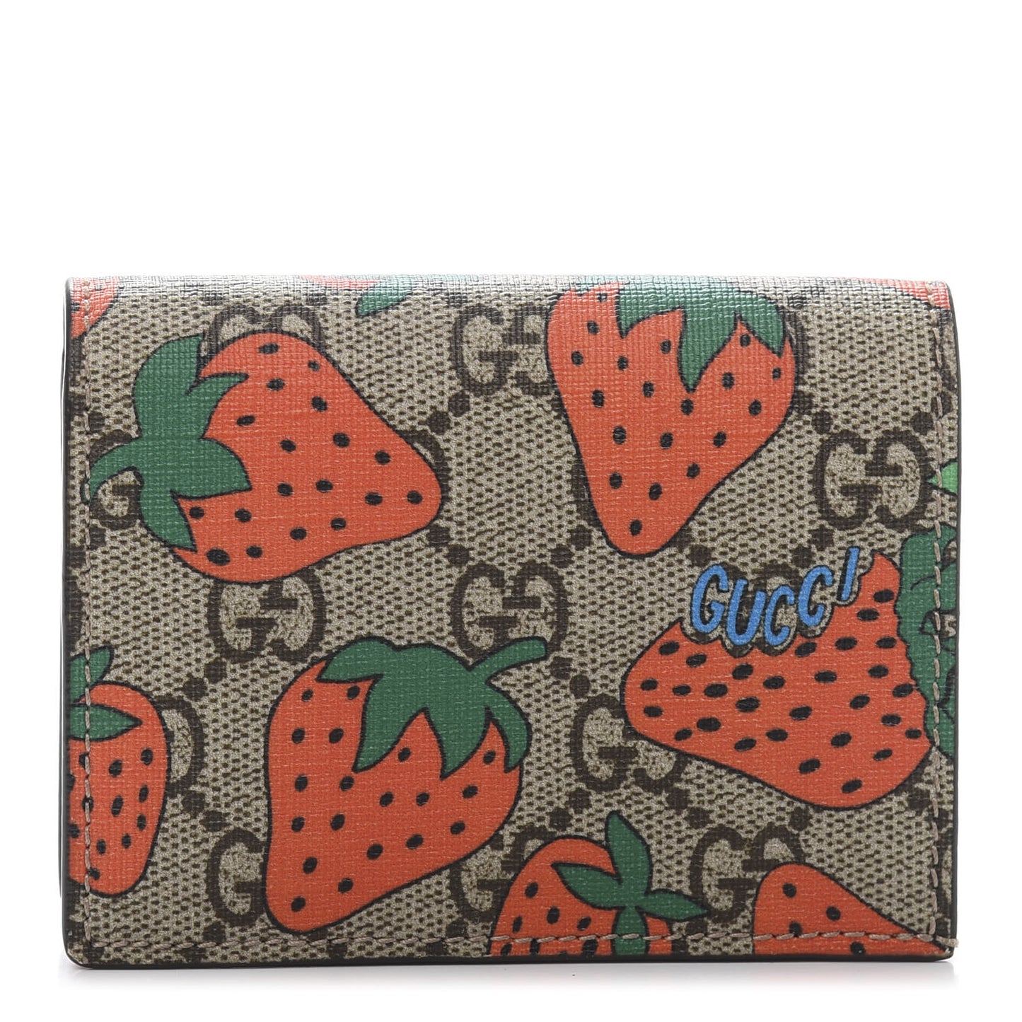 GG Supreme Monogram Strawberry Card Case