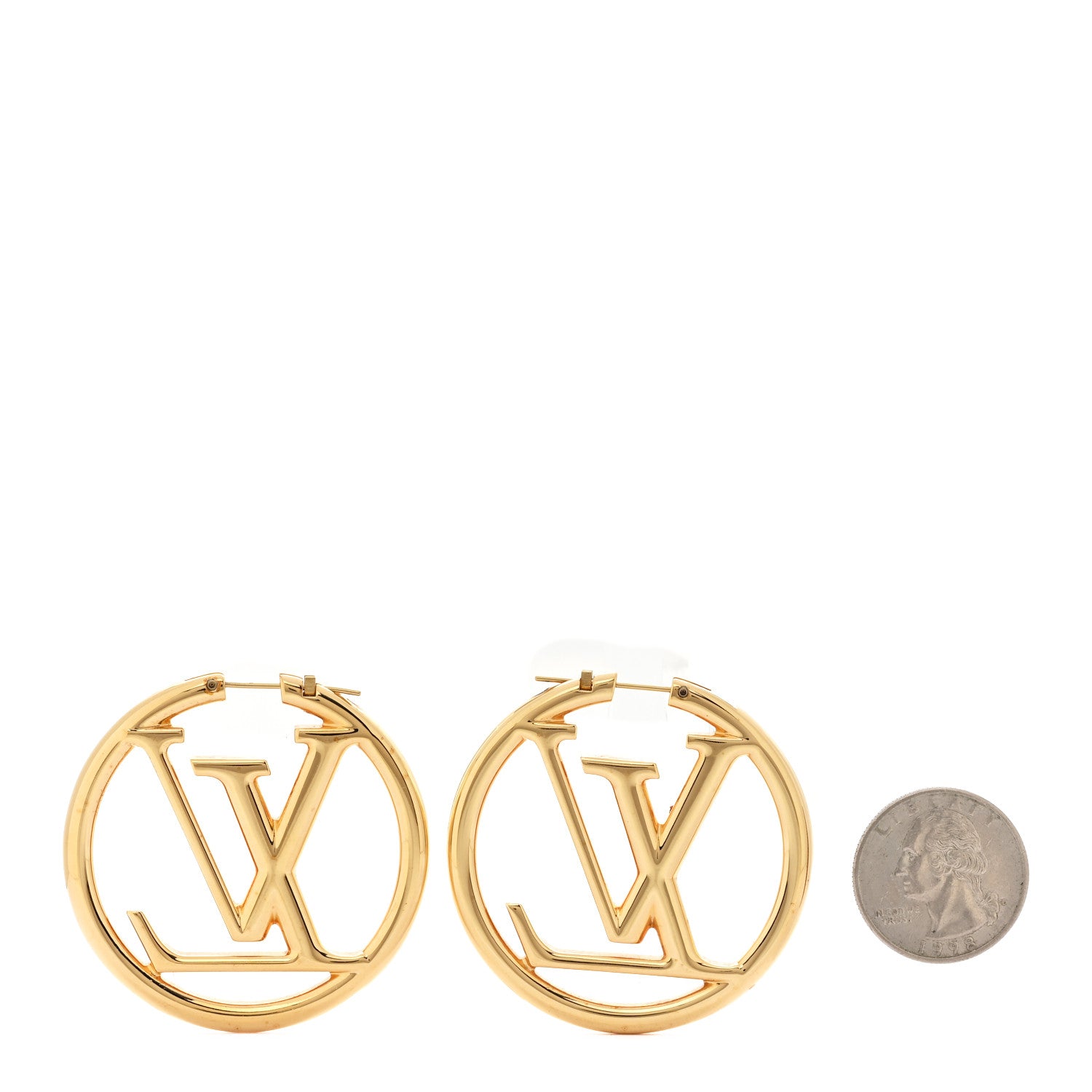 Louis Vuitton Metal Louise Hoop Earrings Gold 2 of 4